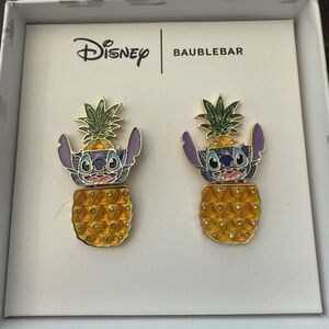 Baublebar X Disney Lilo & Stitch Pineapple Drink Dangle Earrings Rhinestone New